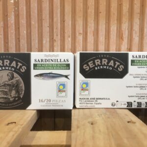 Sardinatxoak Oliba Olio Birjin estra Ekologikoarekin 12/16, Serrats